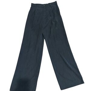 Zara Womens High Waisted Full Length Straight Trouser Pants Black Size Medium